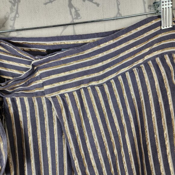 Eva Franco Metallic Stripe Tie Waist Flowy Cropped Palazzo Pants - Picture 4 of 7